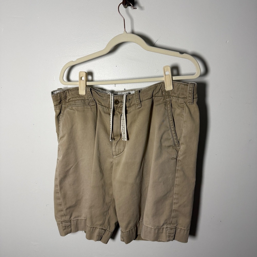 Vintage Polo Ralph Lauren Khaki Chino Shorts Mens 36 Tan Talon Zip Drawstring
